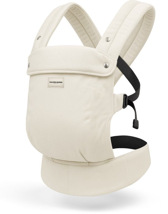 Vulpes Goods® BabyCare - Porte-bébé - Porte-bébé ergonomique 0-36 mois - Porte-bébé ventral de luxe jusqu'à 20 kg - Coton OEKO-TEX® - Confort mains libres - Avec support dorsal et position M - Crème