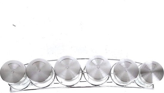 Porte-épices - 7 pièces - acier inoxydable et verre