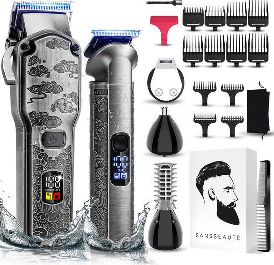 Tondeuse professionnelle 5 en 1 sans fil - Sansbeauté - Tondeuse cheveux homme - Cheveux - Tondeuse cheveux - Machine à cheveux pour coiffeur - Tondeuse cheveux - Tondeuse barbe - Tondeuse cheveux Barbe - Tondeuse Bouddha pour coiffeur - Barber Set - Set