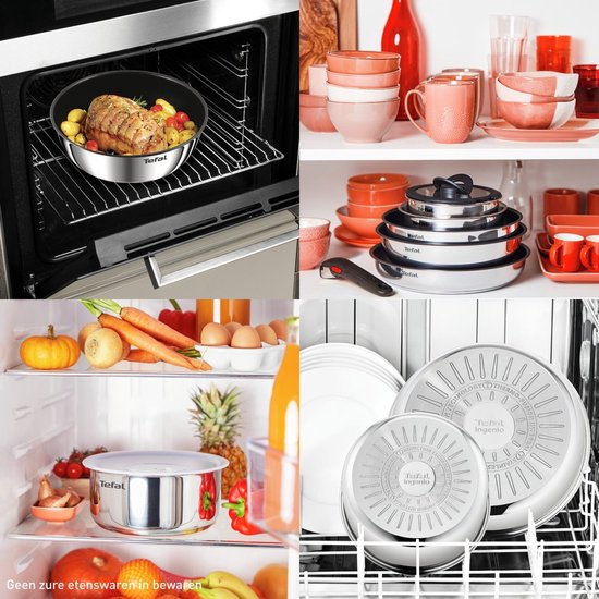Tefal Ingenio Emotion - Batterie de casseroles - 20 pièces - Induction - Empilable - Poignée amovible - Gain de place
