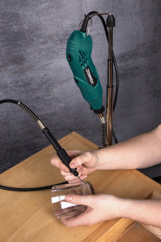 VONROC Multitool - Rotatif - 160W - 232 accessoires, 2 embouts, manche flexible et sac de rangement inclus