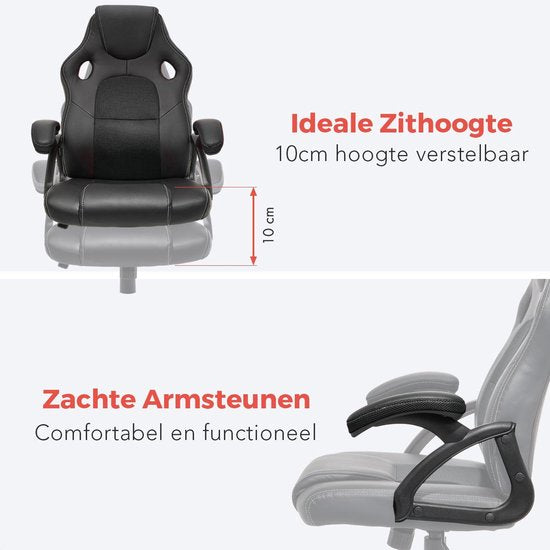 Chaise de jeu - LifeGoods - Réglable - Cuir synthétique - Noir