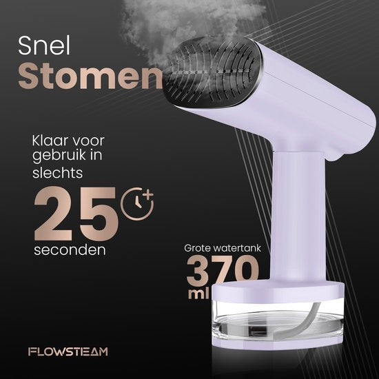 FLOWSTEAM® Luxury Clothes steamer - Défroisseur à main - Vêtements à la vapeur - Lavender Edition