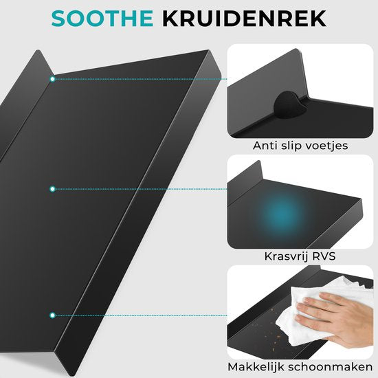 Soothe Spice Rack Drawer for 48 Spice Pots - Pull-out - 12 Set - Spice Organiser - Spice Rack - Acier inoxydable