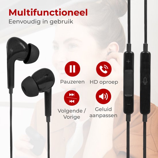 Nuvance - Ecouteurs avec fil - Connexion jack 3,5 mm - Ecouteurs avec fil - Ecouteurs intra-auriculaires avec fil et microphone - Noir