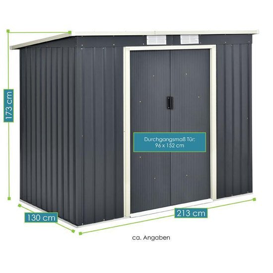 Juskys Maison d'été en métal M - base métallique avec deux portes coulissantes- 213 × 130 × 173cm - anthracite