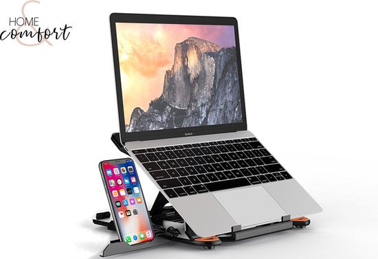 Home & Comfort Support universel pour ordinateur portable Réglable - support pour téléphone - 11 - 17 pouces - Pliable - Support pour ordinateur portable - Table pour ordinateur portable - Rehausseur d'ordinateur portable