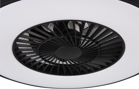 REALITY HALMSTAD - Ventilateur de plafond - Noir mat - incl. 1x SMD 40W - Trois niveaux de vitesse - Variateur intégré - Couleur de lumière réglable - Dimmable en continu - Télécommande