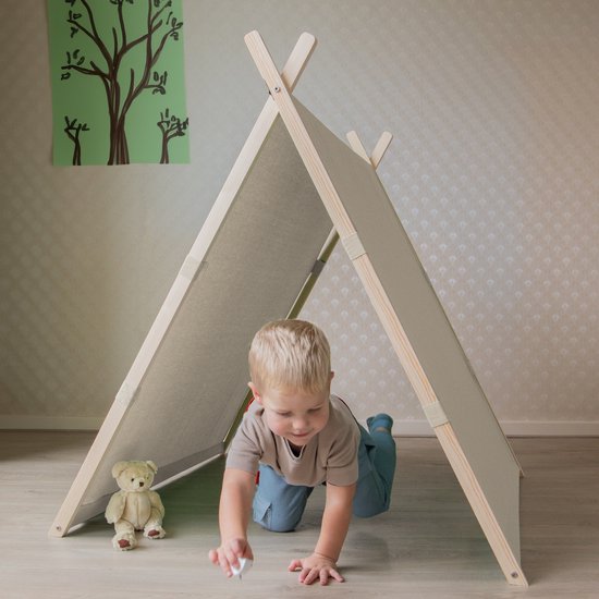 Sunny Como Tente de jeu Crème– Wigwam Tipi pour enfants - bâtons en bois FSC - 123x106x107cm