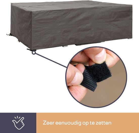 Perel Housse extérieure pour set de jardin, grise, rectangulaire, 280 cm x 230 cm x 80 cm