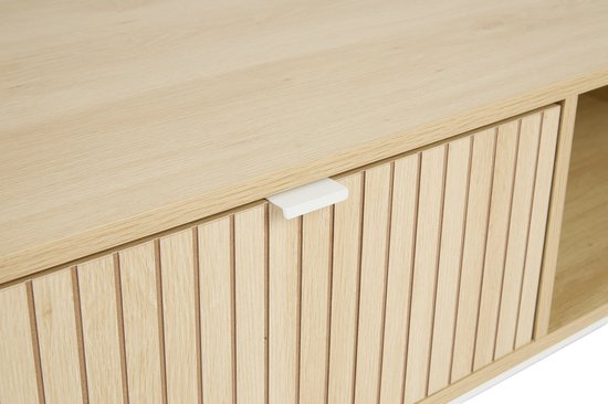 Lifa Living Meuble TV Sorrento - MDF/métal - Marron clair - 110x40x50cm - Charge maximale 25kg