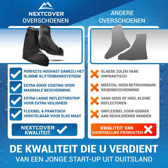 Nextcover® Couvre-chaussures imperméables | Chaussures de pluie 100% imperméables pour vélo | Couvre-chaussures réfléchissant réutilisable| Couvre-chaussures imperméables | Couvre-chaussures | Protection des chaussures | Couvre-chaussures de cyclisme
