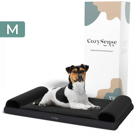 CozySense® Coussin orthopédique pour chien - 75 X 45 cm - Taille M - Imperméable - Convient comme coussin de banc et lit pour chien - Housse lavable - Noir