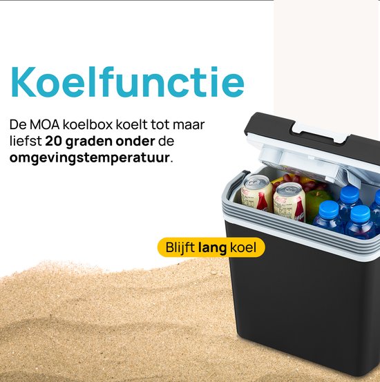 MOA Coolbox électrique 12v 230 volt - 22L - Frigobox - Réfrigérateur de camping - Voiture et camping - Refroidissement et chauffage - Noir