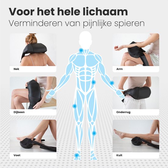 Auronic Shiatsu Massage Cushion - Appareil de massage électrique pour la nuque - Appareils de massage - Nuque et épaules - Infrarouge - Housse de transport incluse - Noir