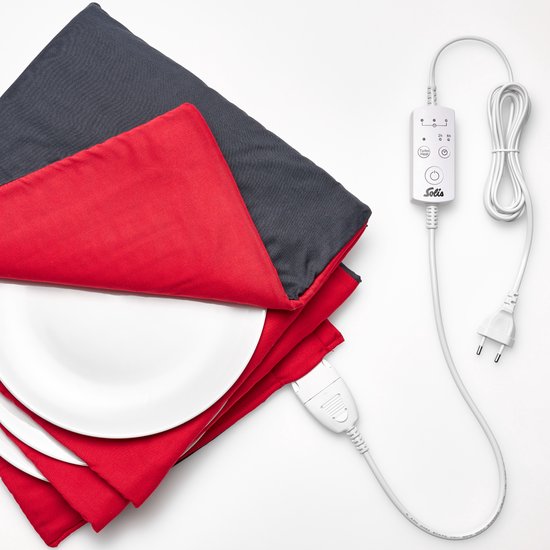 Solis Turbo Heat Plate Warmer - Réchauffage rapide - Meilleur goût - Facilement lavable - Fonction minuterie - Rouge/Anthracite