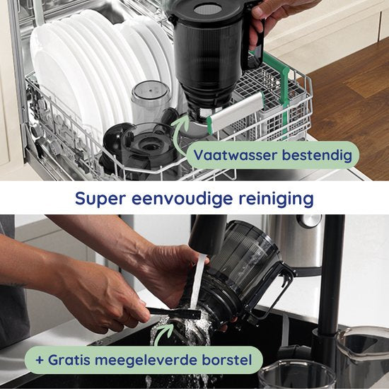 Safecourt Kitchen Juice Extractor - Extracteur de jus lent pour fruits et légumes - Ouverture de remplissage XXL - Moteur puissant - Noir