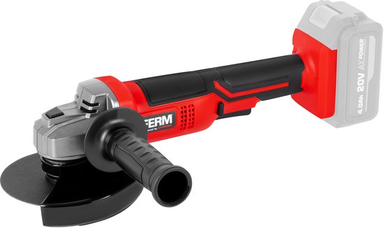 FERM - AX-POWER - AGM1126 - Batterie - Meuleuse d'angle - 125 mm - 20Volt - 8000t/min - Softgrip - Poignée latérale à deux endroits - Capuchon de protection réglable - Interrupteur de sécurité - Sans batterie et sans chargeur - Convient à la plate-forme d