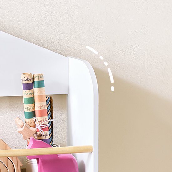 SoBuy KMB121-WN Bibliothèque pour enfants, 4 niveaux, meubles, jouets, bibliothèque, meuble de rangement, étagère, chambre, blanc/naturel, 60 x 15 x 130,5 cm