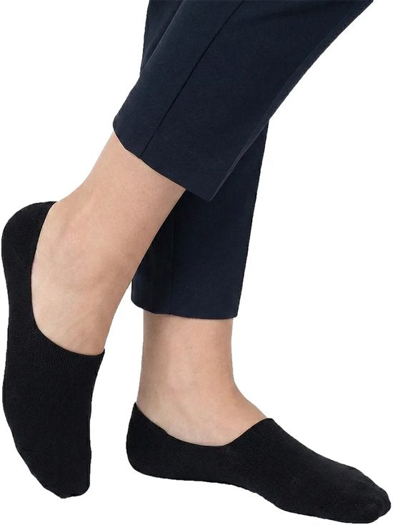 2 paires de chaussettes invisibles en bambou - Chaussettes d'entraînement basses en bambou - Chaussettes de bonneterie pour hommes et femmes - 46 - Noir