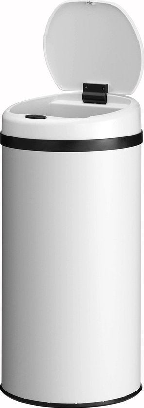 Poubelle automatique / Poubelle à déchets / Poubelle à détecteur - 40 litres - Blanc - Rond
