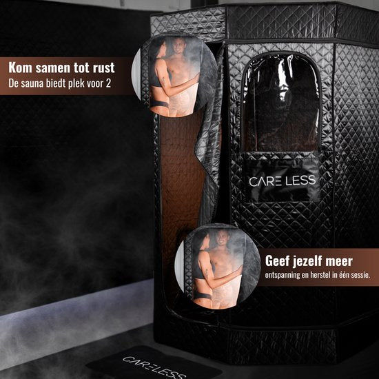 Care Less - Mobiela Sauna - Tente de sauna à vapeur portable avec générateur de vapeur - compacte et portable pour un usage domestique - Détente et désintoxication à domicile - Convient pour 2 personnes - Comprend une chaise confortable
