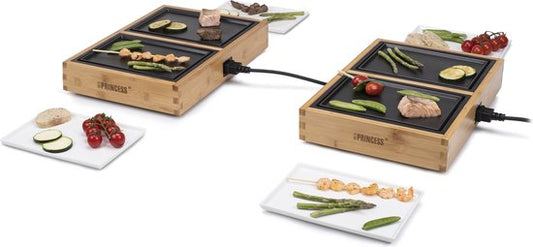 Princess Dinner4all Pure 104040 - Set gourmet - Teppanyaki - Grill & plancha - cordon de 2 mètres - 4 personnes - Bambou - extensible à 10 personnes