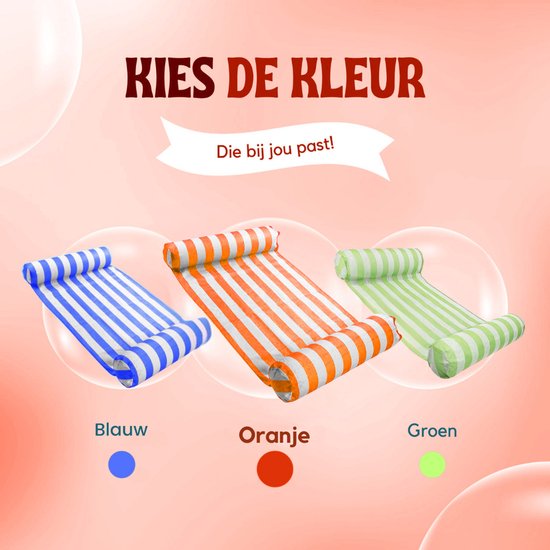 Travelly - Hamac d'eau de luxe - Hamac - matelas d'air - matelas d'air - piscine - jouet d'eau - hamac d'eau - Orange