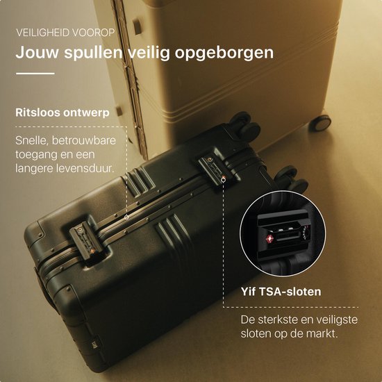 ONYX Hybrid Pro Check-in Suitcase Medium 70 Litres - Polycarbonate recyclé et design sans fermeture éclair - Valise de voyage avec serrure TSA et roues pivotantes - Trolley léger avec compartiment pour ordinateur portable - Onyx Black