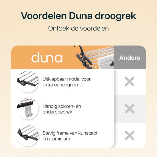 Duna étendoir à linge suspendu - étendoir à linge pliable - étendoir mural - longueur de séchage jusqu'à 5,4 m - étendoir à linge suspendu - porte - balcon - radiateur - avec porte-chaussettes