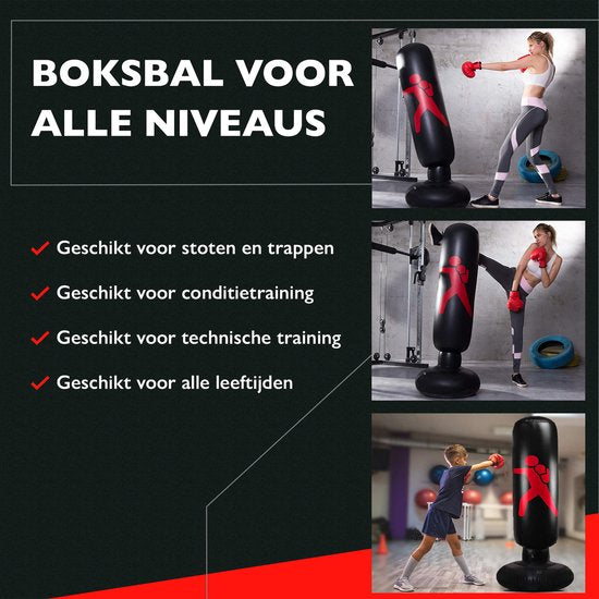 Zoluko sac de boxe gonflable sur pied - Gants de boxe, pompe à pied et livre électronique inclus - Intérieur et extérieur - Pour adultes et enfants - sac de boxe sur pied - sac de boxe sur pied - ballon de boxe sur pied - set de boxe pour enfants - bâton