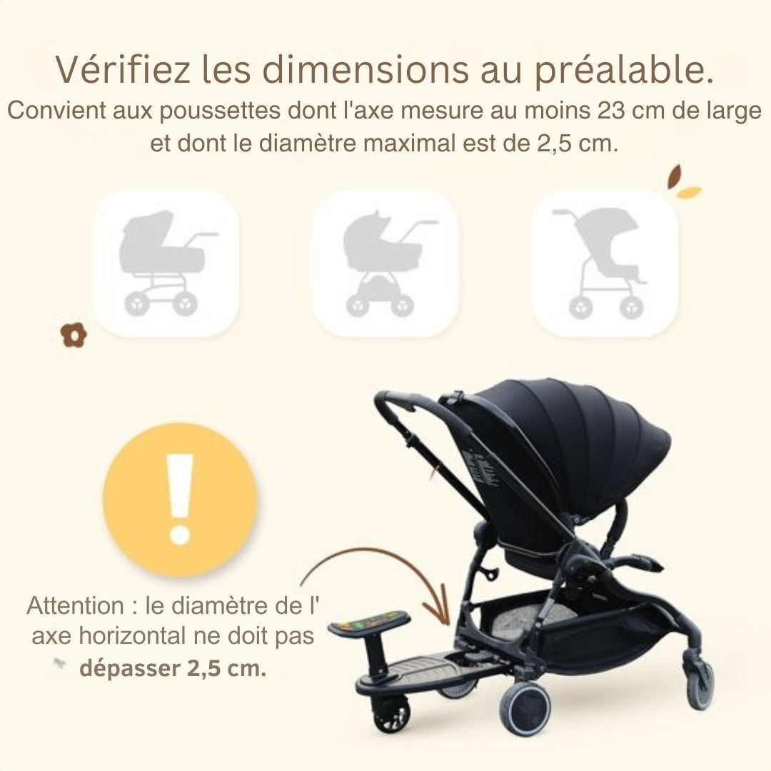 Planche à roulettes Merkloos Safari - Roue unique - Pour axe horizontal d'au moins 23 cm - Diamètre max. 2,5 cm - Maniable et universelle - Idéale pour les tout-petits - Plastique noir et métal