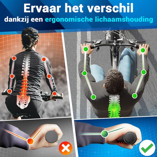 NEXTCOVER® Ergonomic Bicycle Grips with [Comfort-Grip Technology] I Universal Bicycle & MTB Grips I Handlebar Grips Bicycle I Handlebars Bicycle I Ergonomic Design for Pressure Relief & Grip I Suitable for E-bike, City Bike & MTB I 1 Pair
