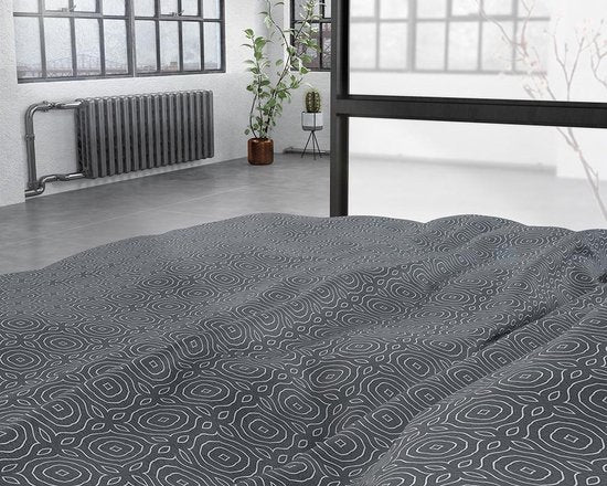 Sleeptime Flannel Jason - Housse de couette - Single - 140x200/220 + 1 taie d'oreiller 60x70 - Anthracite