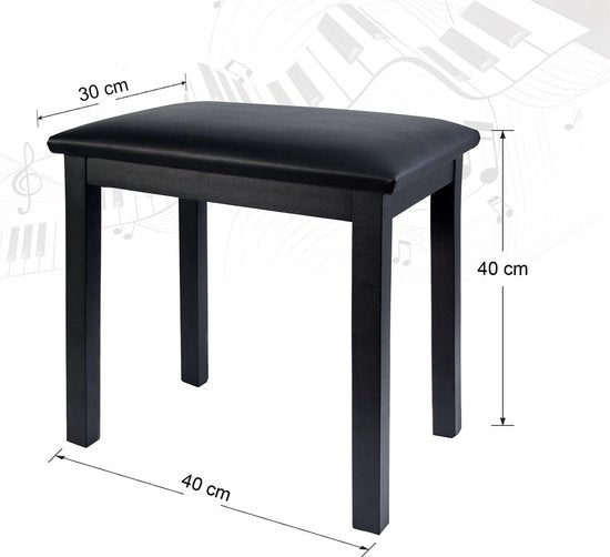 Finesse Piano Stool - Steel - with Cushion - Piano bench - Piano chair - Black