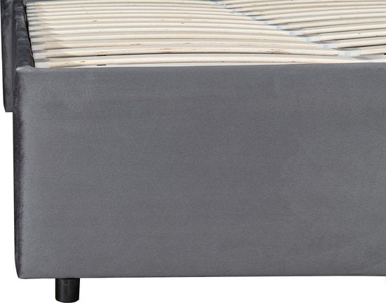 Lit capitonné Savona - 200 x 120 cm - Gris foncé - Tiroir de lit inclus