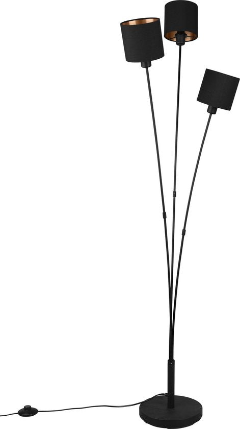 REALITY TOMMY - Lampadaire - Noir mat - excl. 3x E14 4W - Interrupteur à pied