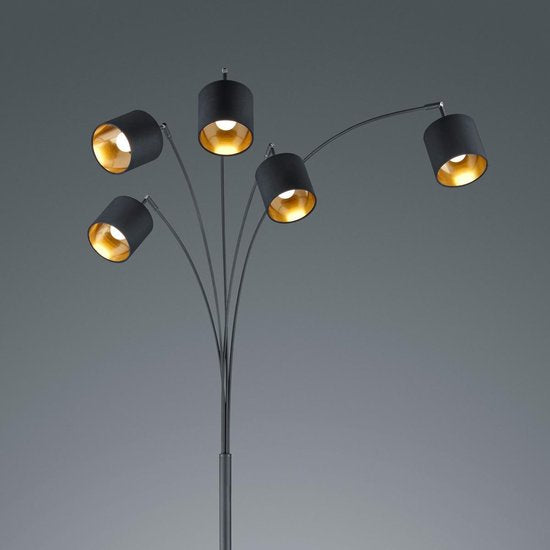 REALITY TOMMY Lampadaire - Noir - couleur or - excl.5xE14 - IP20 - H200cm