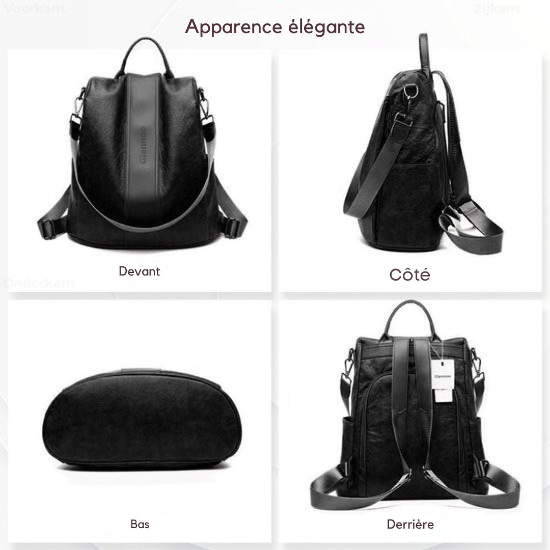 Sac à dos antivol Glennoo - Femmes - Imperméable - tout en un - noir