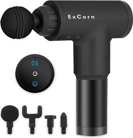 ExCorn Pistolet de massage à usage professionnel - Massage du dos, des jambes, des bras, des épaules et du cou - Appareil de massage - Pistolet de massage - Soulagement de la douleur - Longue durée de vie de la batterie - 6 modes