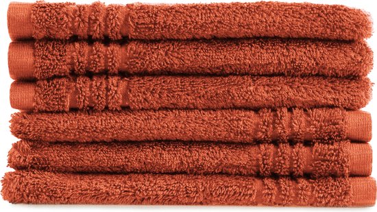 PHLOX Supreme Washcloths 16x21 - set of 6 - Heavyweight 600 g/m2 - Terracotta
