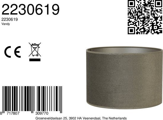 Light & Living Abat-jour cylindrique Vandy - Olive - Ø30x21cm - pour lampes de table, lampes suspendues