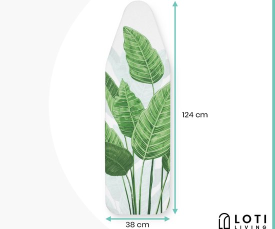 Loti Living Housse de table à repasser 124 x 38 cm - Strelitzia - Housse de table à repasser - Set complet - Universel