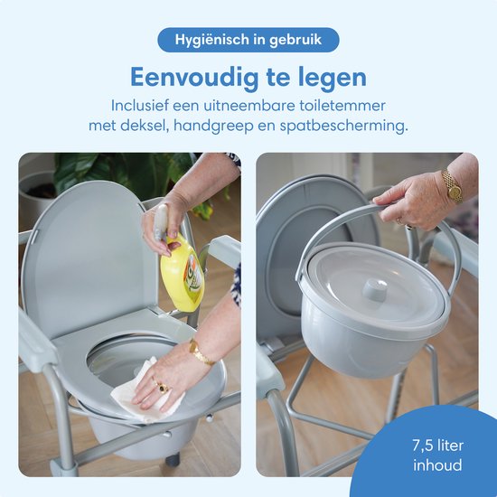 Safe Age® Toilet Chair 3-in-1 - pliable et réglable en hauteur - rehausseur de toilettes et chaise postale avec seau - jusqu'à 160 kg - pour les personnes âgées et le rétablissement - po chair - toilet chair
