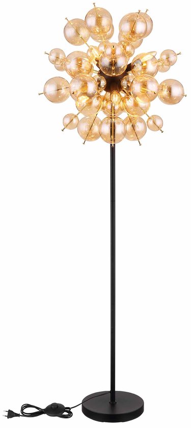 Lampadaire TOKKI Verre 154.0cm Noir mat | fumé E14 3-Light