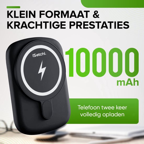 iSetchi Powerbank 10000 mAh - Petit - 20W USB-C - MagSafe