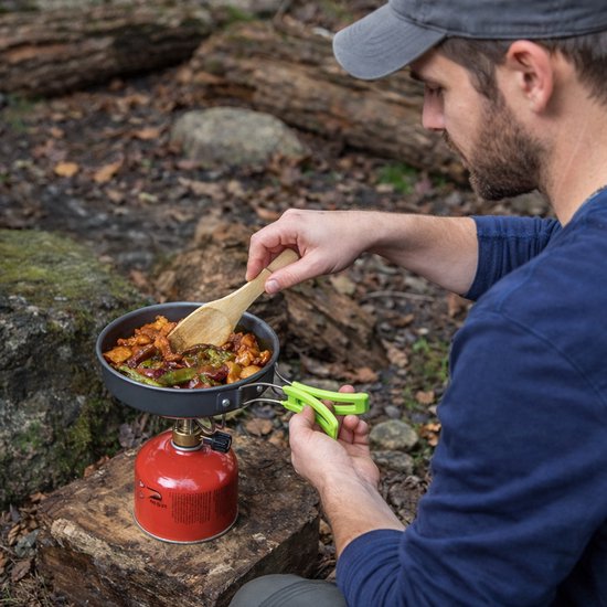 Travelhawk Batterie de cuisine de camping - Batterie de casseroles - Aluminium - 8 pièces - Batterie de casseroles de camping - Comprend une éponge, une spatule, une cuillère, des bols et un sac de transport pratique.