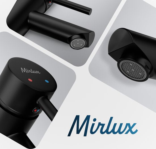 Mirlux Robinet de lavabo noir - Mélangeur de lavabo salle de bain - Robinet de lavabo - Robinet de lavabo / WC - Robinet - Robinet d'eau froide et chaude - Robinet de toilette eau froide et chaude