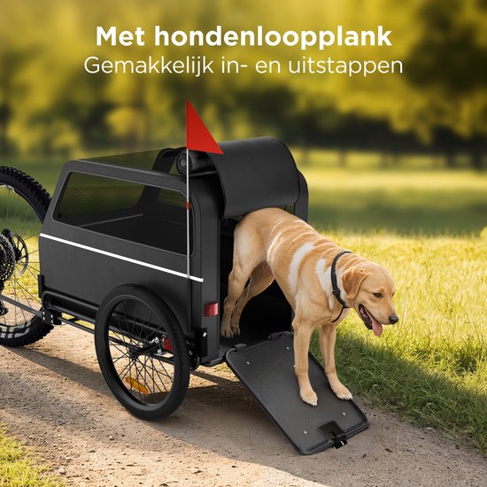TrevoPet® Dog Bike Trailer XL - remorque pliante pour vélo - remorque pour chien avec rampe, système de suspension et résistance aux intempéries - convient aux vélos électriques - 45 kg - noir