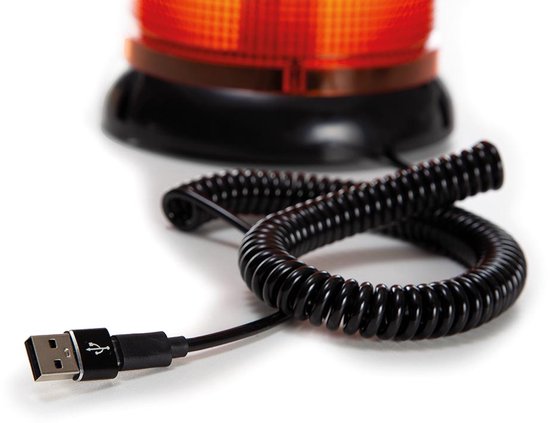 Lampe de poche LED orange Perel, avec câble usb-C et convertisseur usb-C vers usb-A, avec fixation par vis, aimant et ventouse